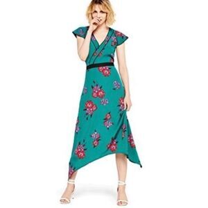 NWT Womens Find Plus Faux Wrap Floral Asymmetrical Midi Dress - Sz 2X